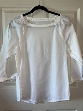 OPUS Womans White Crisp Cotton Minimalist Cottagecore Top Size 36 US 4-6